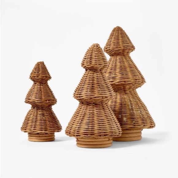 Studio McGee Threshold Target Rattan Christmas Tree Set of 3 - Picture 1 of 3
